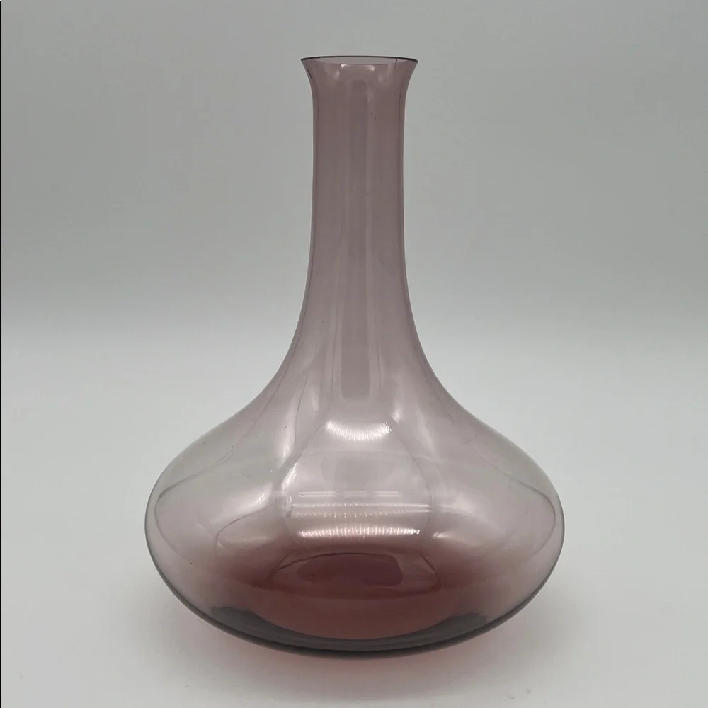Vintage MCM Amethyst Hand Blown Art Glass Vase Carafe Decanter Ombré 8.5”